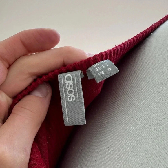 Red Asos Off-The-Shoulder Top Sz 6 - Picture 2 of 5